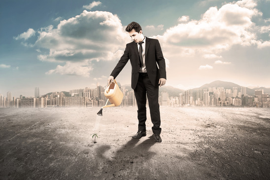 business man growing up single money sprout